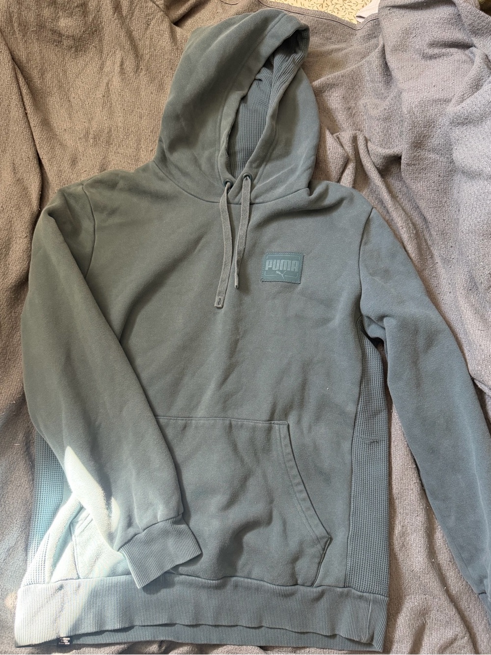 Puma Olive Green Pullover Hoodie with Kangaroo Pocket